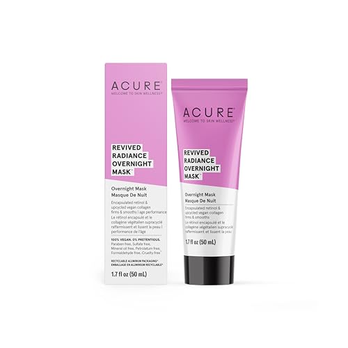 Acure Revived Radiance Overnight Mask - Night Face Mask for Sleeping, Hydrating Facial Jelly for Glass Skin & Natural Glow, Anti Aging & Nourishing with Encapsulated Retinol & Avocado Oil - 1.7 fl oz