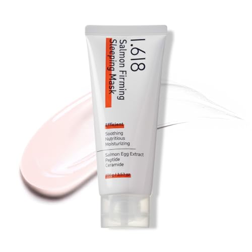 1.618 Salmon Firming Sleeping Mask 3.53oz - Korean Overnight Moisturizer Face Cream with Peptide, Vit-P, Beta Glucan, Centella Asiatica, Ceramide NP, Niacinamide, Adenosine, Trehalose