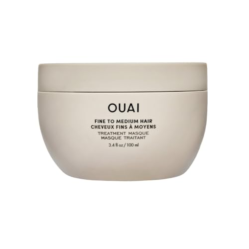 OUAI Lightweight Hydrating Hair Mask for Fine to Medium Hair, 3.4 oz | Keratin Hair Mask for Damaged Hair, Moisturizing Shea Butter & Panthenol, Fights Frizz & Split Ends, Adds Shine, Color Safe