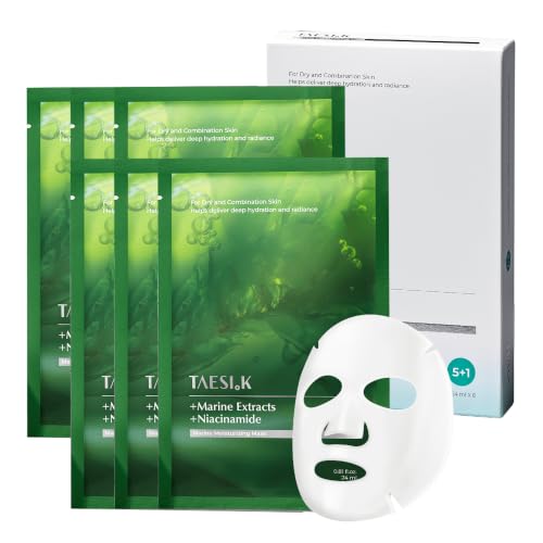 TAESI.K Daily Refresh Hydrating Sheet Mask (6ea), Dewy Glow Niacinamide Face Mask, Dry, Dehydrated&Sensitive Skin, Soothing Hydration Care with Peptides, Retinol & Marine Complex, Korean Skin Care