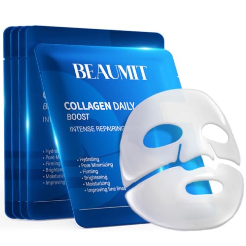 Okela 7 Pack Collagen Hydrogel Face Mask Overnight- Deep Hydrating & Lifting Facial Mask for Firming, Brightening & Moisturizing, Revitalizing Skincare Treatment Gift for Women