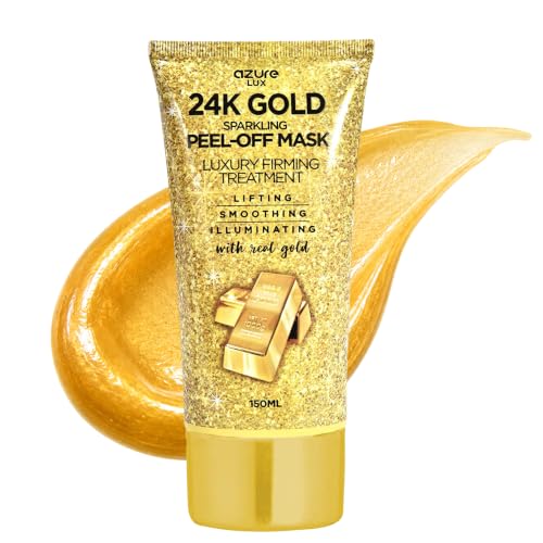 AZURE 24K Gold Firming Peel Off Face Mask- Anti Aging, Lifting, Illuminating & Revitalizing - Removes Blackheads, Dirt & Oils - With Hyaluronic Acid and Collagen - Skin Care - 150mL