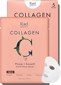 Rael Face Mask Skin Care, Collagen Face Masks - Bamboo Facial Sheet Mask, Korean Skincare,