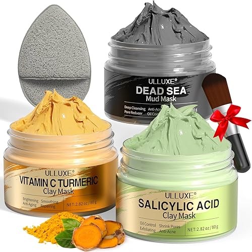 Facial Clay Mask Set - Vitamin C Turmeric Face Mask, Dead Sea Mud & Sa — Build quality and design details up close