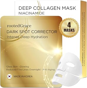 RootedGrace Overnight Collagen Face Mask – 4pk Hydrogel Korean Skincare for Glass Skin – N