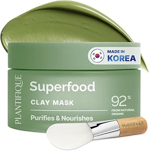 PLANTIFIQUE Korean Skincare Clay Mask – Hydrating Mud Mask with Avocado & Superfoods,
