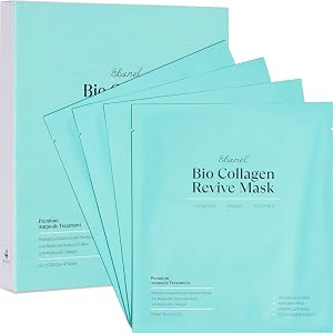 Ebanel Bio Collagen Face Mask, 4-Pack Hydrating Face Masks with 7 Peptides, Hyaluronic Aci