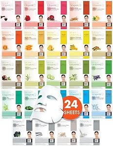 DERMAL 24 Combo Pack Made in Korea Facial Mask – 20+ Years of K-Beauty Experience, Premium